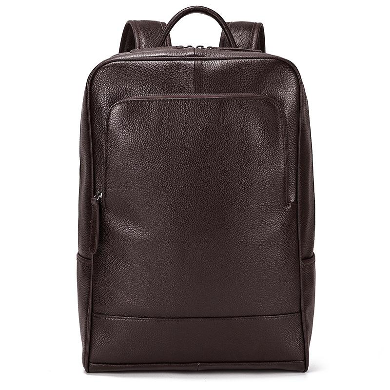 

Classic Style Men Genuine Cowhide Leather Backpack 15 Inch Laptop School Bag for Daily Commute Travel Outdoor Large Capacity Male Rucksack