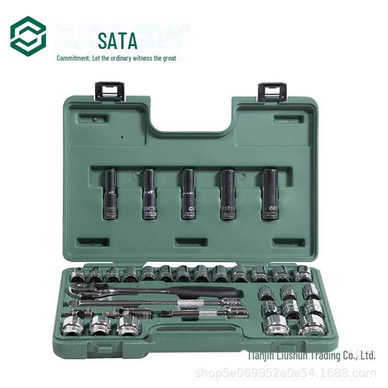 Shida Tools 09945/34 Piece 12.5MM Auto Repair Socket & Ratchet Wrench Set