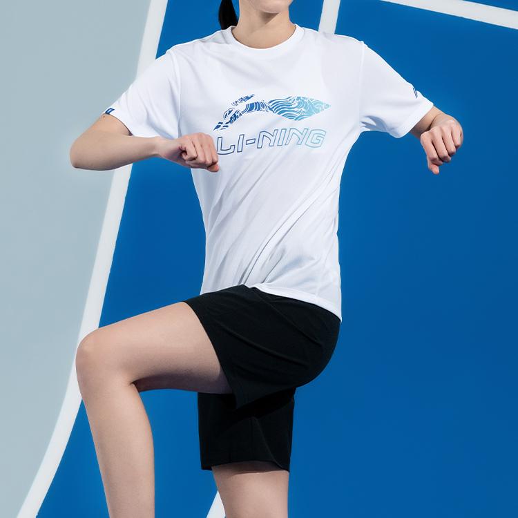 Li Ning Sports Casual Simple Solid Color Letter Round Neck Pullover Comfortable Breathable Badminton Shirt Unisex tops White AHSV055-2