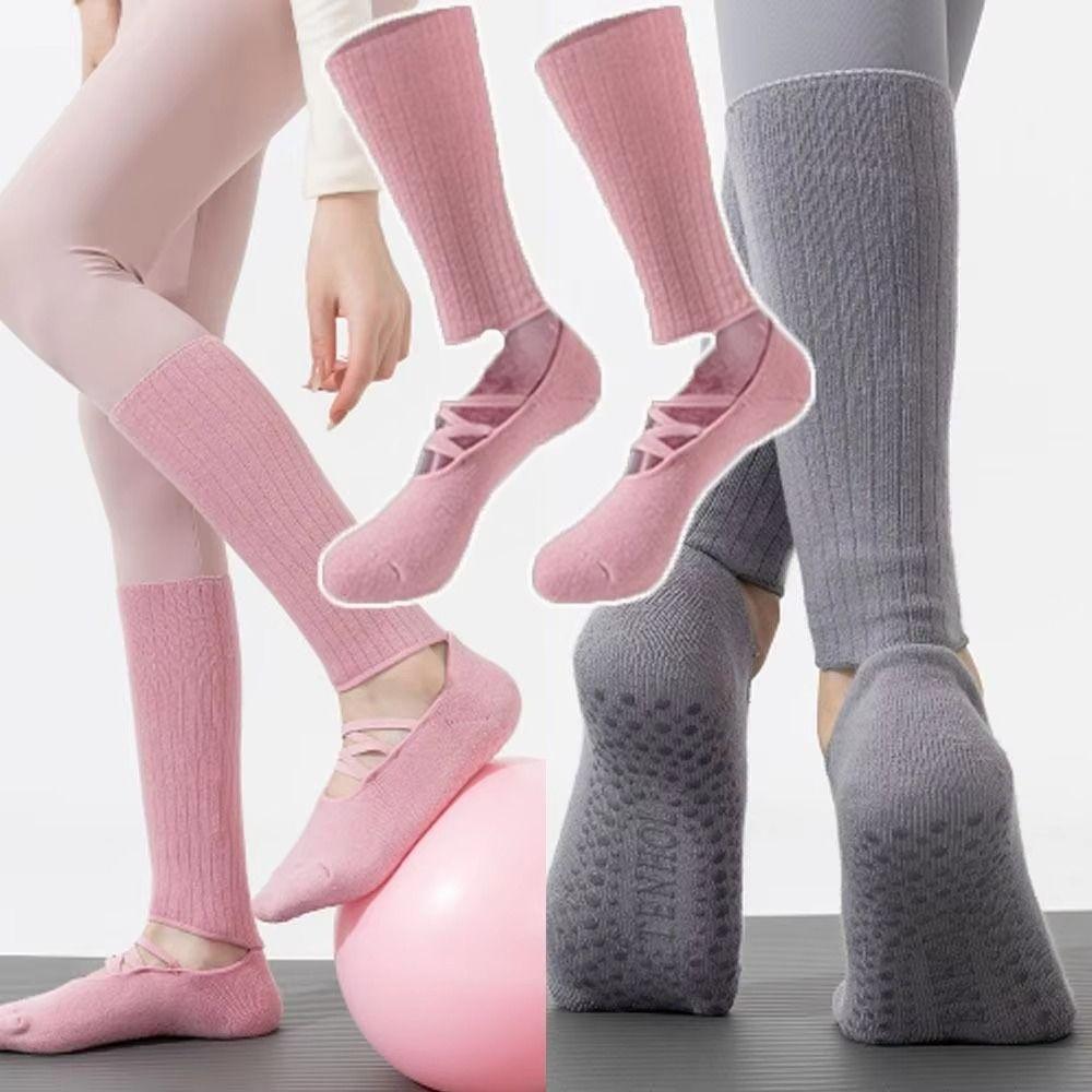 Mid Tube Length Grip Pilates Socks Breathable Fabric Strappy Grip Sock  Fitness Activities