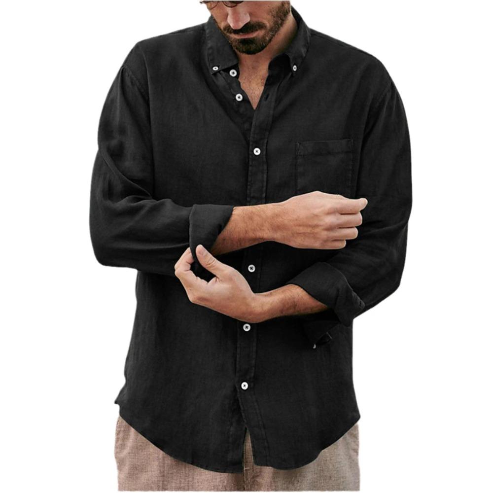 Camicie Casual da Uomo a Maniche Lunghe per Tutte le Stagioni, Abbigliamento Business Quotidiano a Colori Uniformi