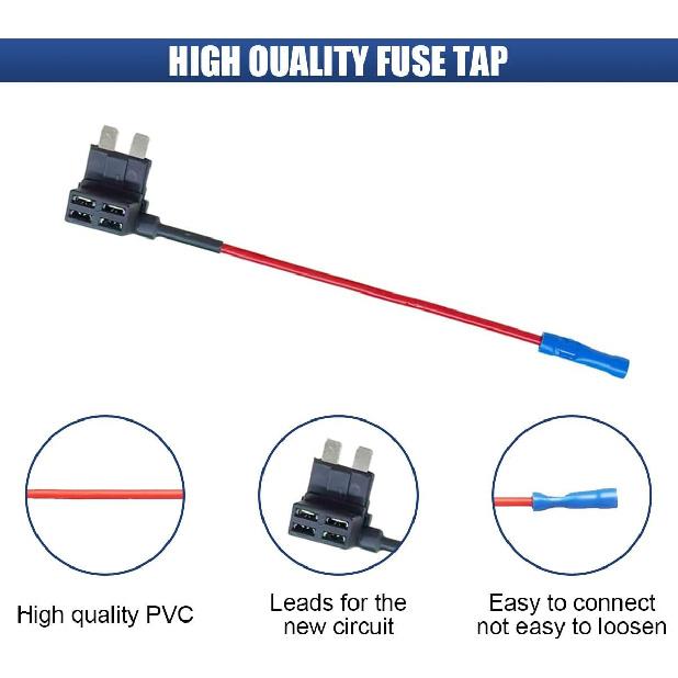 ZIMISI 5PCS 12V Car Add-a-Circuit Fuse, Standard APR ATO ATC Blade Fuse Holder with 5 x 5A Inserts, Automotive Fuses TAP Adapter Set for Car, Boat,