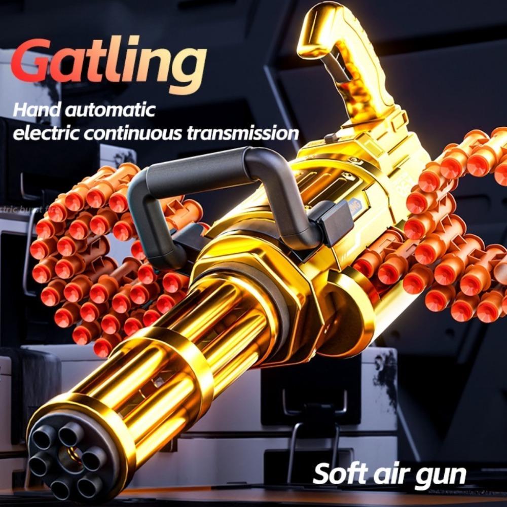 Golden Gatling Electric Chain Soft Bullet Gun Diy Self-Assembly Tactical Gatling Gun Toy Children'S Christmas Gift