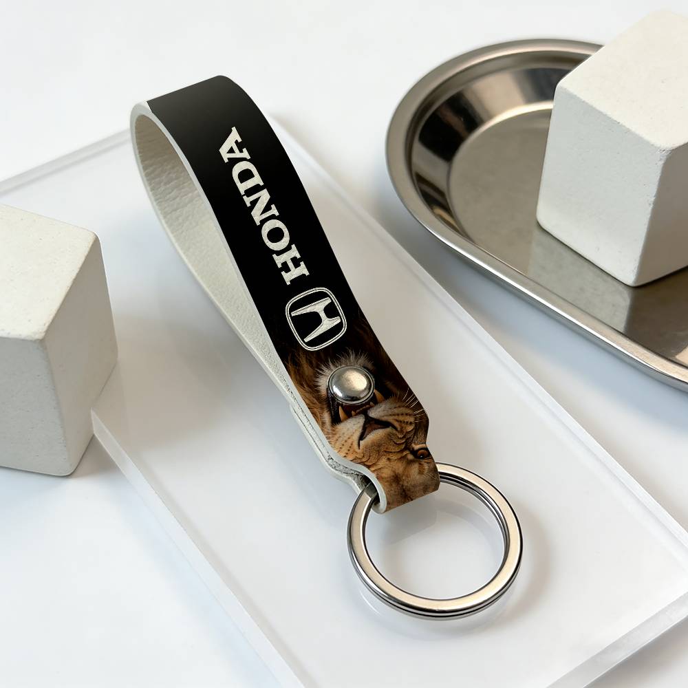 For Honda PU Leather Motorcycle Keychain Universal Motorbike Key Ring Holder For Riders Men Gift KC3