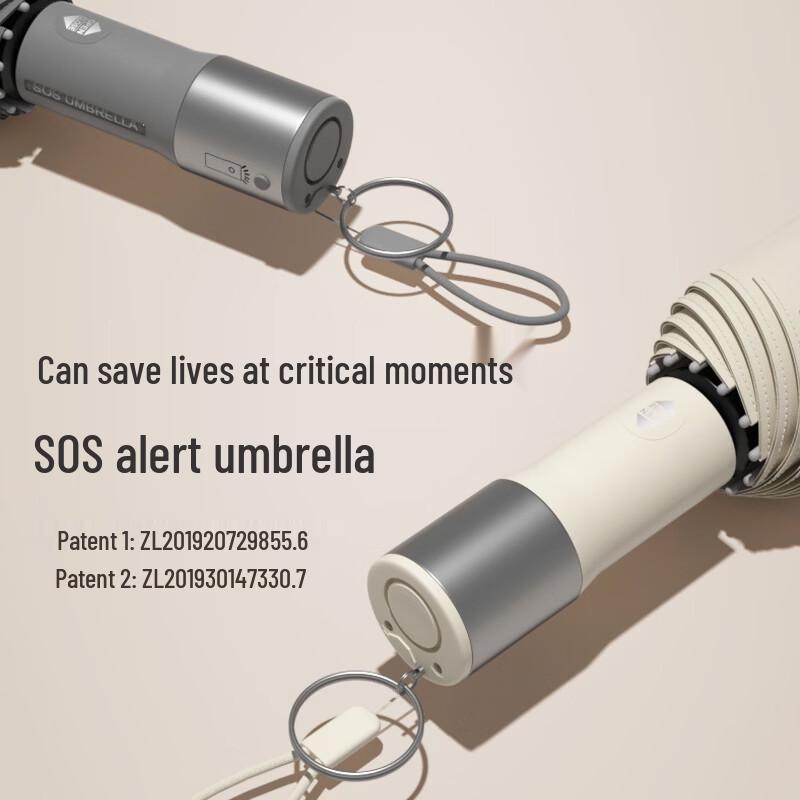 Baodinie Automatic LED Alarm Dual-Purpose Umbrella 58.5cm 12-Rib Automatic Folding