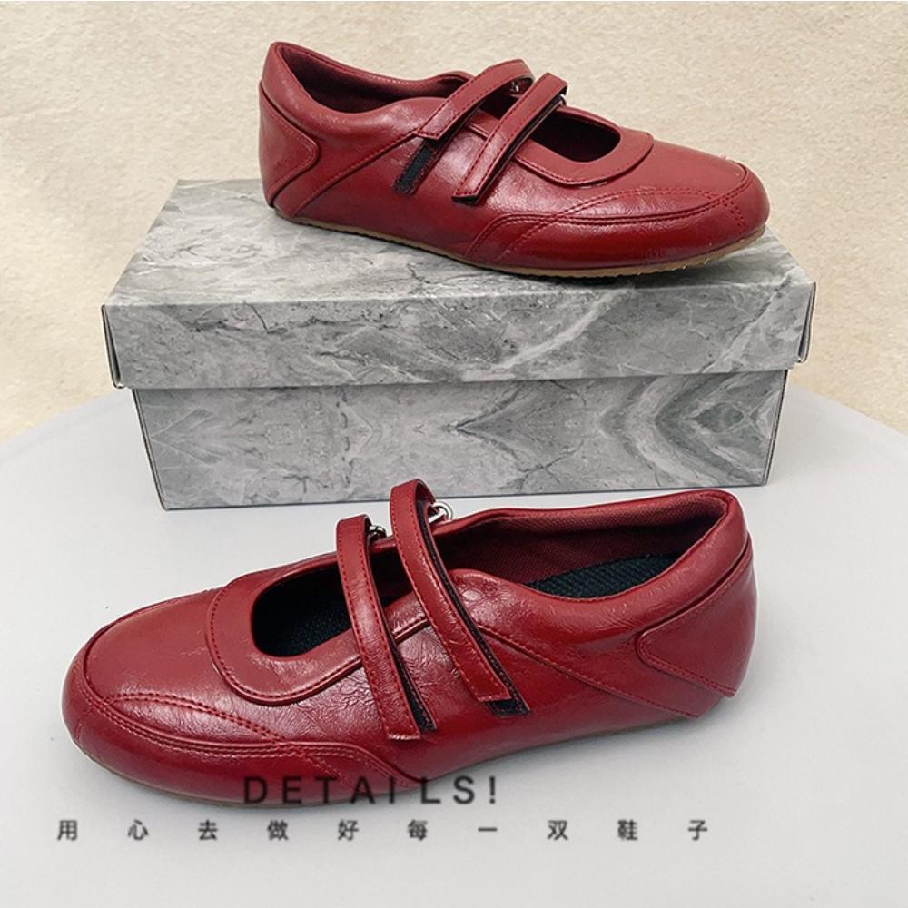 Pumps for Women Retro Red Interior Height Increasing French Mary Jane Shoes for Women's 2025 New Belt Buckle Ballet Single Shoes
