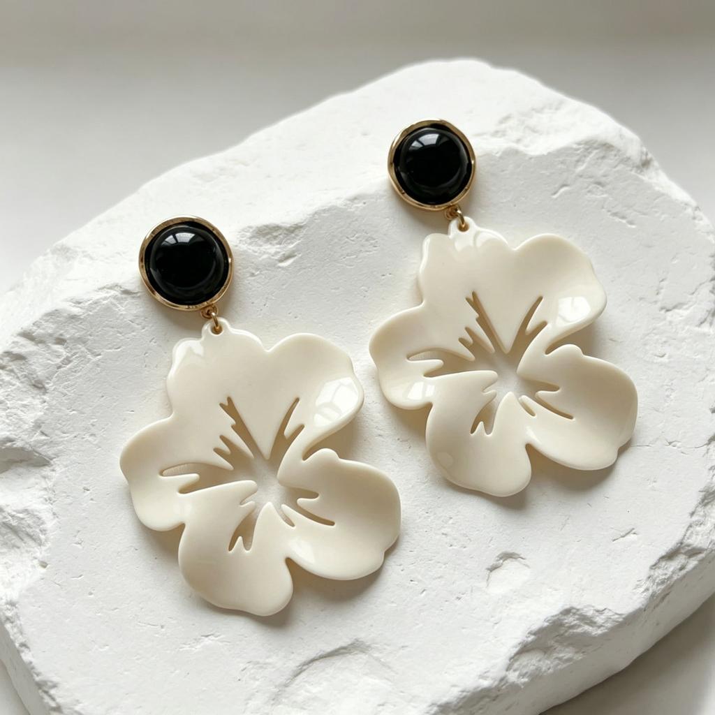 European and American fashion style earrings, temperament flower petals inlaid with precious stones design studs, personalized versatile earrings wome