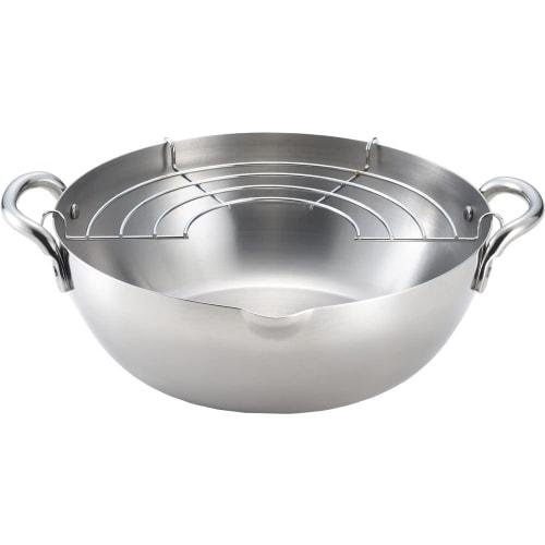 Yoshikawa Stainless Steel Tempura Pot, 20cm, 2.9L Capacity, Tendoraku, Made in Japan, Gift Wrapping Available, SJ3391