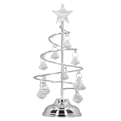 LED Weihnachtsbaum Lampe Kleine Kristall Dekorative Eisen Baum Nacht Licht Ornament für Geschenk Silber