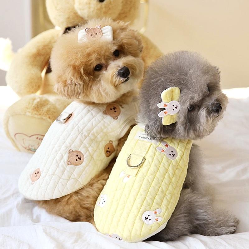 Pet autumn and winter cotton coat for traction Teddy Bichon Pomeranian small dog Poodle cat dog clothes to keep warm in winter