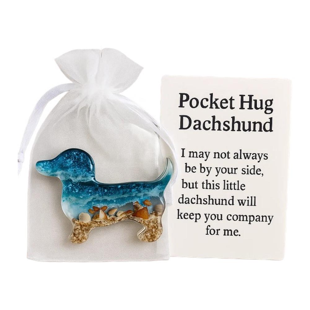 

Resin Pocket Plush Dachshund with Seashell Pattern For Emotional For Support Animal to Carry for Comfort and Stress Relief