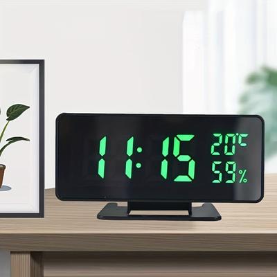 Sveglia digitale con temperatura e umidità 3 allarmi Snooze Orologio da tavolo da tavolo Modalità notturna Orologio elettronico LED USB 12/24 ore