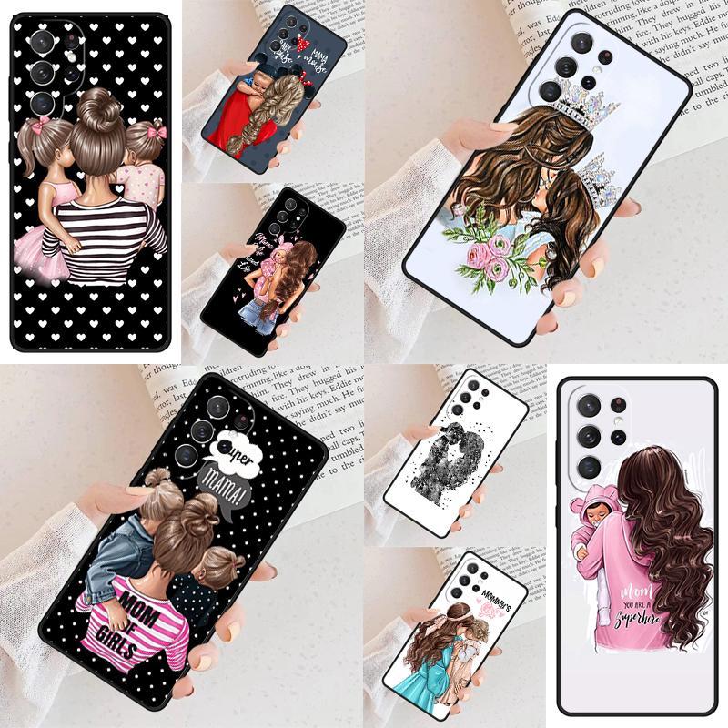 Beautiful Mother Daughter Son Cell Phone Case for Samsung Galaxy S26 Ultra S25 S24 S23 S22 S21 S20 Note10 Cover