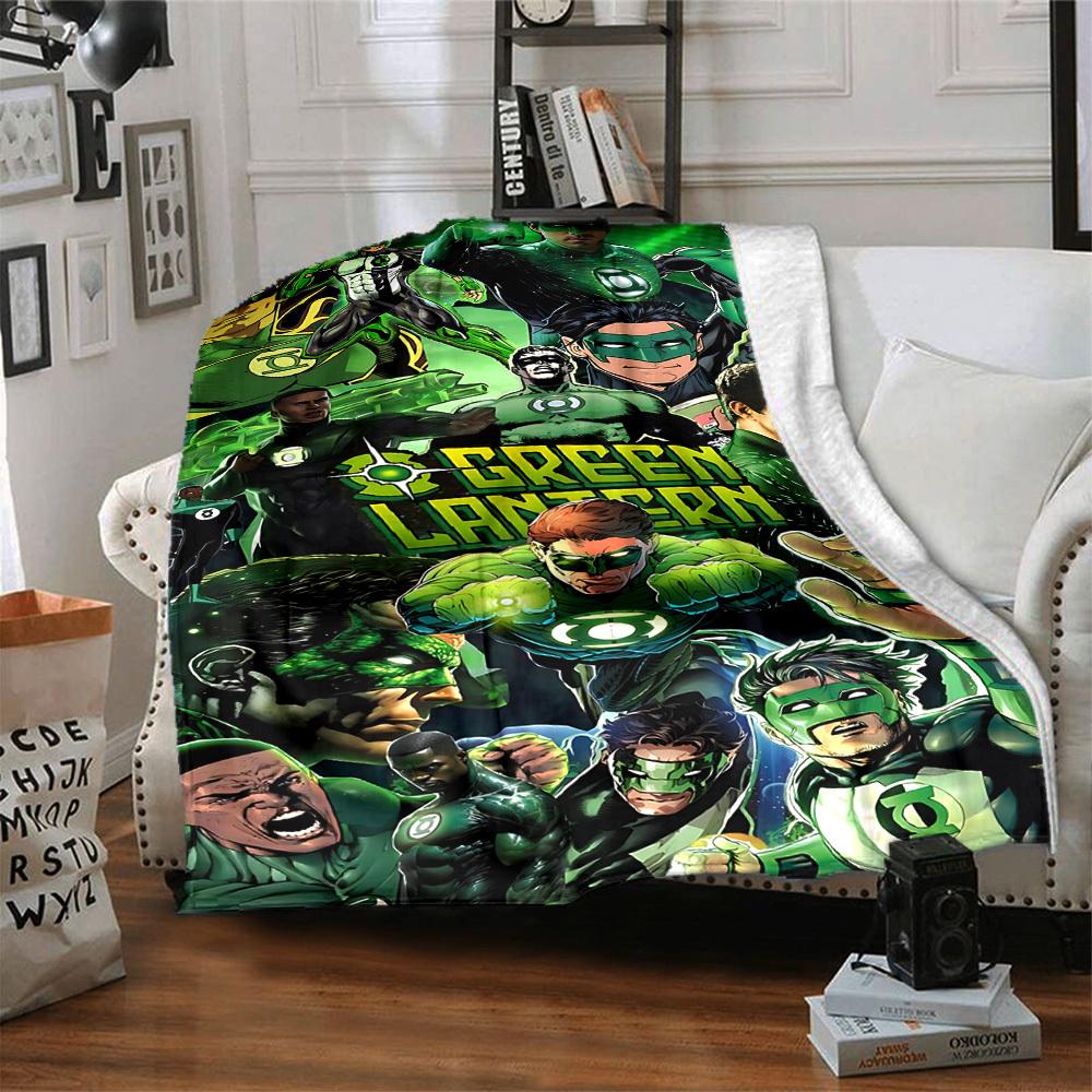 1 Stück Green Lantern Decke Polyesterfaser, Ganzjahreskomfort für Sofa, Bett, Büro, Auto, Camping, Ideale Heimdekoration & Geschenk, Bürokomfort
