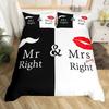 Romantic Wedding Duvet Cover Set Valentine's Day Red Love Heart Bedding Sets Couple Comforter Cover Hand Draw Quilt Cover King