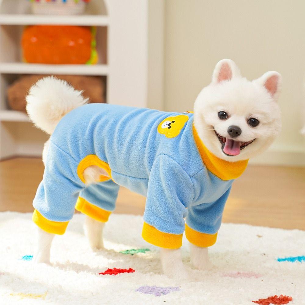 Colorful Warm Dog Pajamas Comfortable Winter Pet Overalls Plush Dog Jumpsuit for Autumn Winter