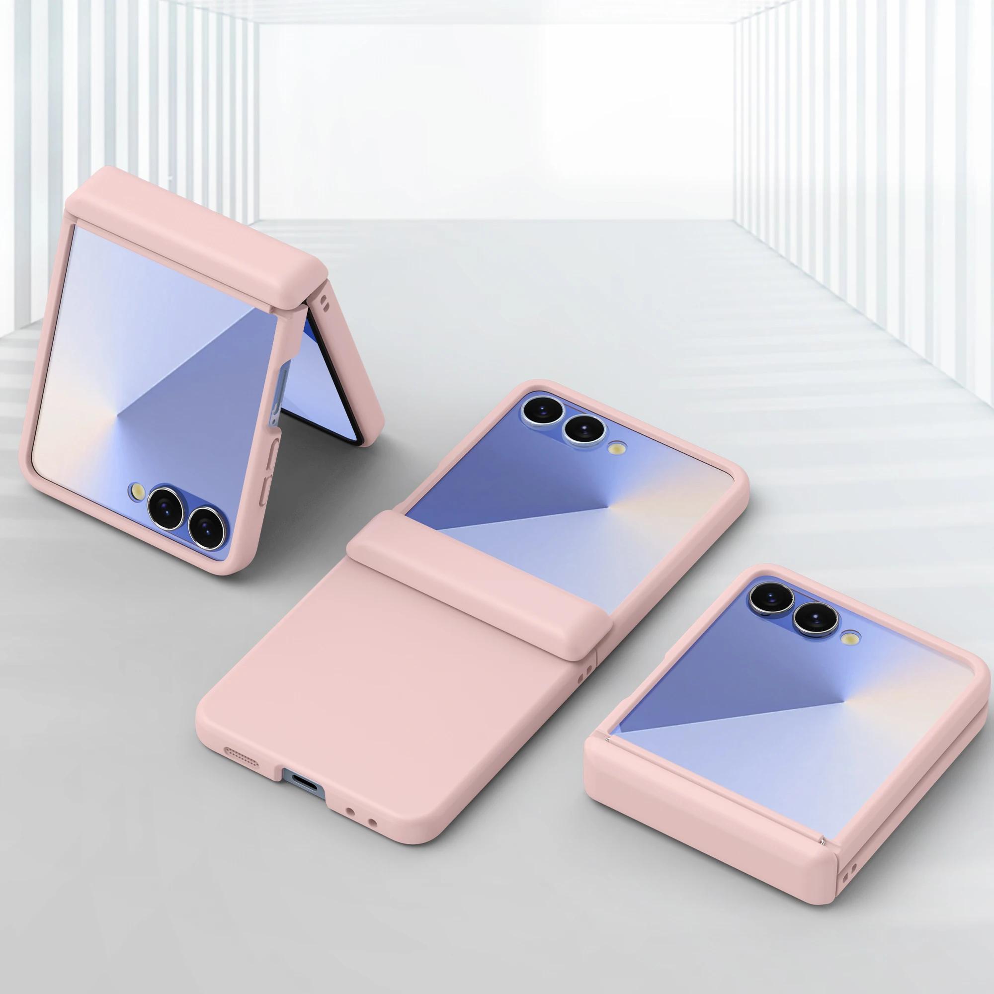 

TPU Hinge Protective Cover Phone Case for Samsung Galaxy Z Flip 7 6 5 4 3 Flip7 Flip6 Flip5 Flip5 Flip4 5G Galaxy Z Flip7 рожевий
