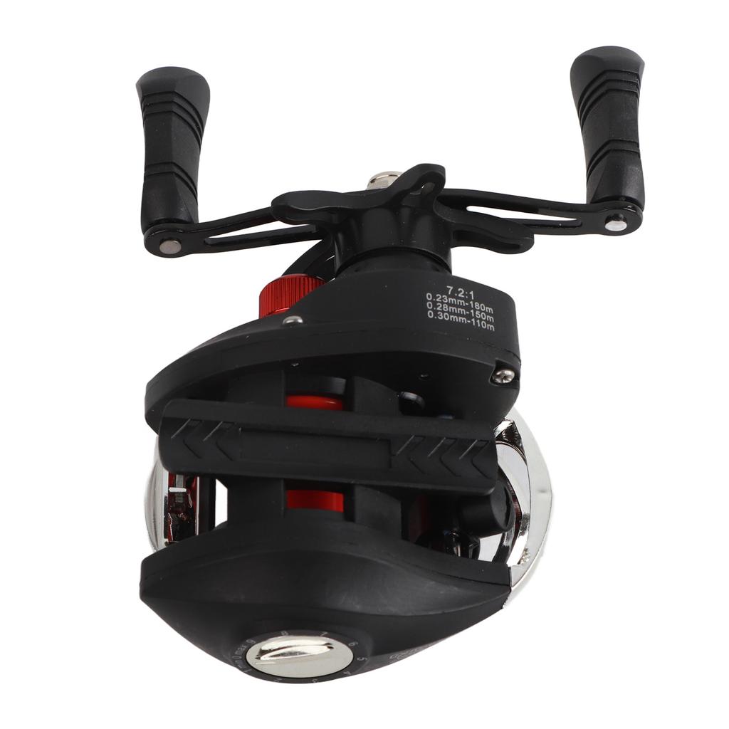 8KG Baitcasting Rolle Doppelt Abgedichtete Lager Angelrolle mit Magnetbremssystem Schwarz Rot LK201 Kunststoffspule