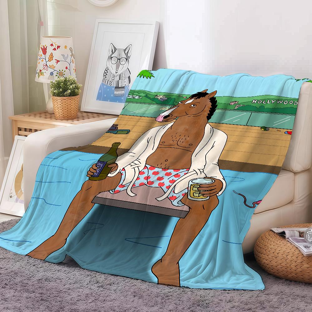Manta Cálida Y Suave De Dibujos Animados B-BoJack H-Horseman Adecuada Para Dormitorio Sala De Estar Cama De Sofá Oficina Viajes Camping