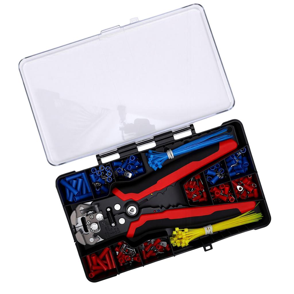 Wire Stripper and Crimping Tool Set Electrical Crimp Connectors Cable Ties for Electrician Repair Hardware Tool Kit
