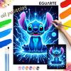 Stitch Neon Lightning Oil Paint by Numbers Painting Kit Hand Painted Home Decor Gift