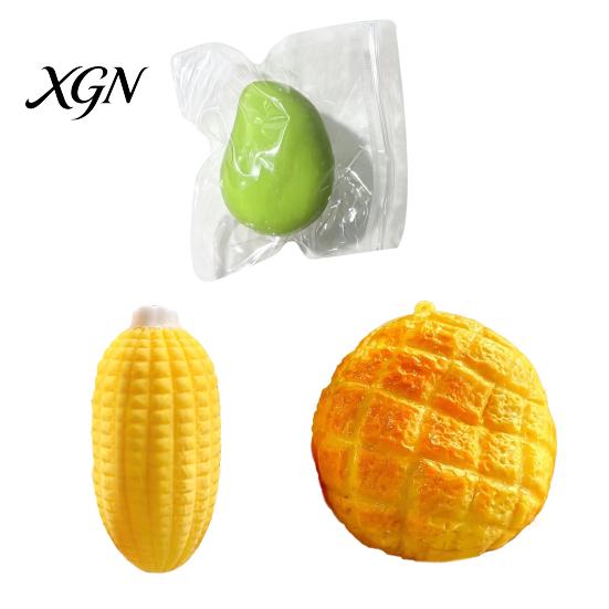 Anxiety Relief Gadget Fake Pineapple Bread Squeeze Toy, Stress Realistic Corn TPR Ball Sensory Soft Simulated Mango Office Desk Fidget Toy Food Shaped