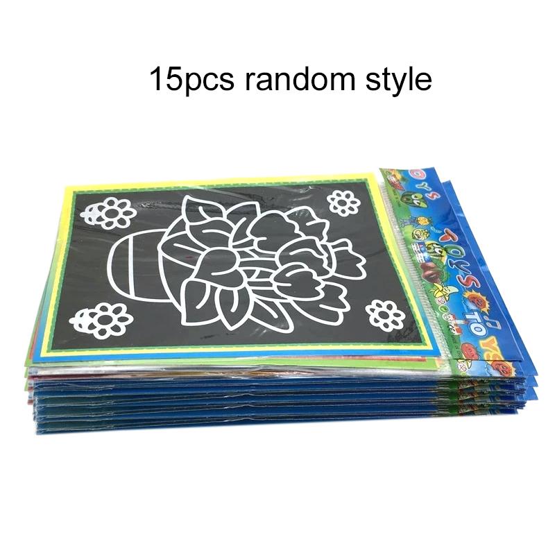 5/10/15/20pcs Scratch Painting Notebook Art Classroom Supplies Office Cultural School Rewards Cartoon Pattern Colorful Paper TMZ