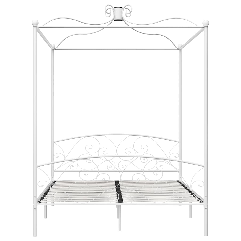 Struttura Letto a Baldacchino in Metallo Bianco 180 x 200 cm