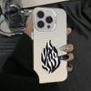 Fashion Black Flame Electroplate Silver IMD Phone Case For iPhone 11 12 13 14 15 16 Pro Max 7 8 Plus X XS Shockproof Back Cover