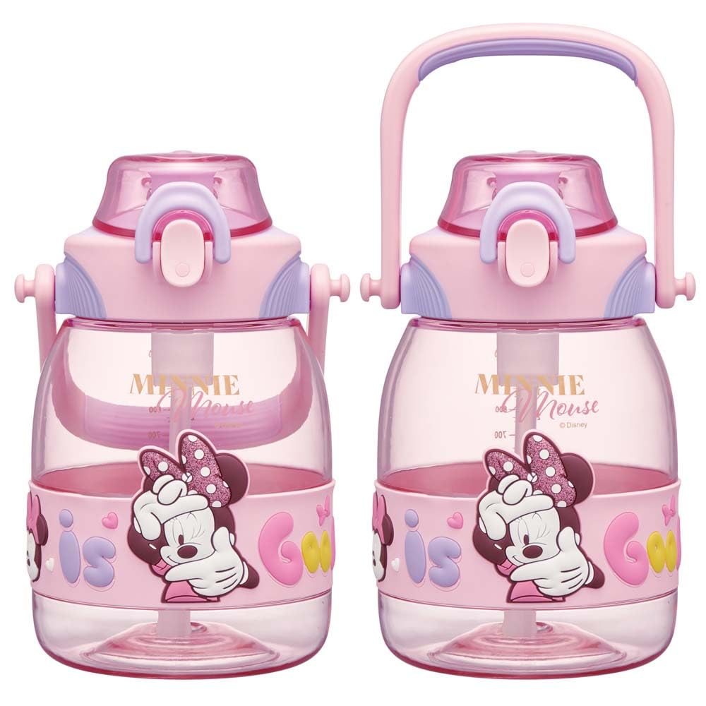 Skater Straw Hopper for Boys and Disney Minnie Bottle, 1.2L (1200ml), Plastic, Hydration, Girls, Mouse, PSHP12-A
