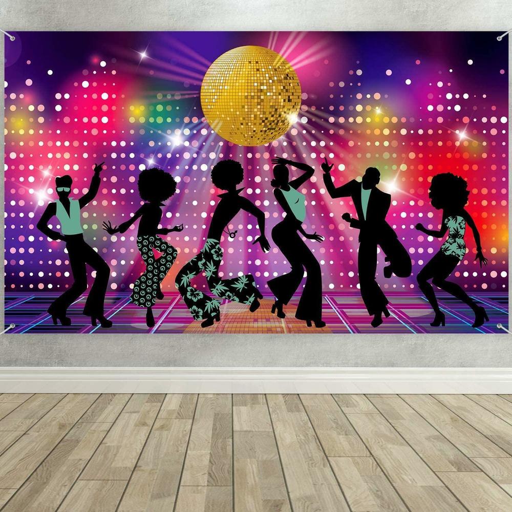 Back To 80's Theme Party Decoration 80's Party Banner Music Disco Backdrops Graffiti Neon Glow Photography Backgrounds Decor
