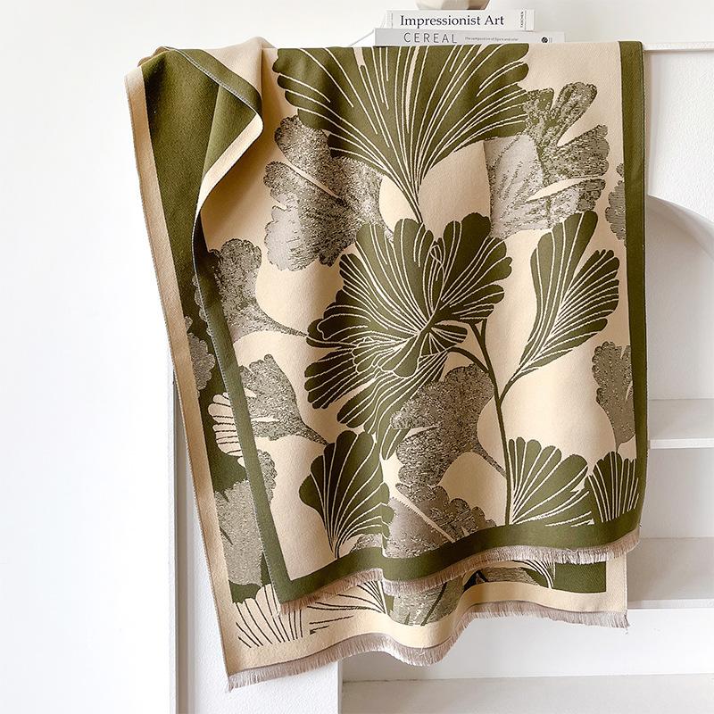 

Девушка стиль Мори контрастные цвета двусторонний имитация кашемира шарф зимняя высококачественная теплая шаль 185cm зелёный