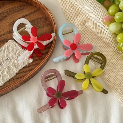 Neue Süße Acryl-Blumen-Krallenklemme für Frauen Elegante Hai-Haarspangen Haarspange Mode Haaraccessoires Kopfschmuck Geschenke