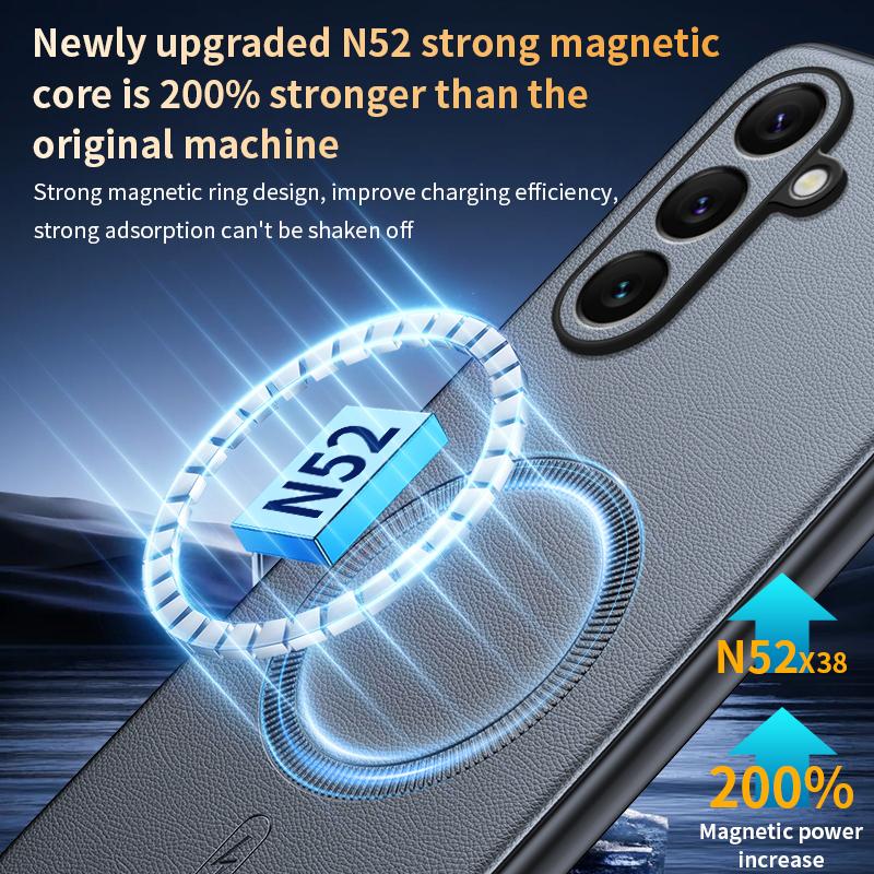 For Samsung S24 Plus Case Magnetic Leather Shield Cover For Samsung S24 Plus Anti-Fingerprint Non-Slip PC+TPU