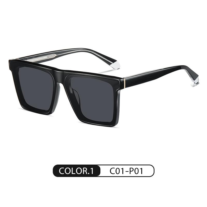 High End 1.5mm Polarized Lens Women Men Oversized Acetate Square Sunglasses