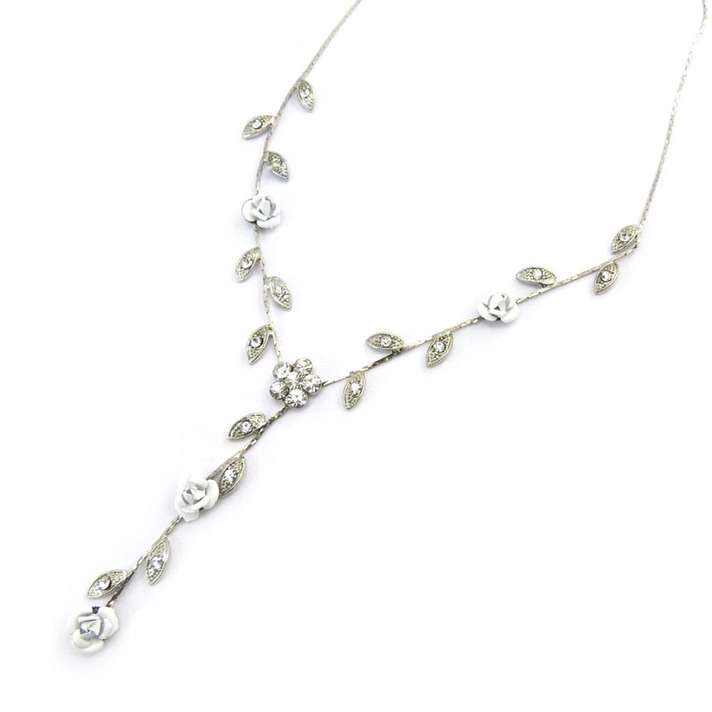 Les Trésors De Lily [K0972] - Silver Gray 'Paradis Floral' Designer Necklace