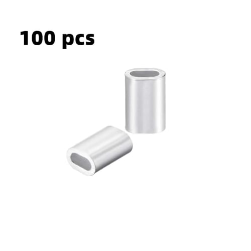 [Set of 100/1mm] Aluminum Wire Rope Sleeves, Aluminum Oval Sleeves, Aluminum Clamp Tubes, Aluminum Crimp Loops, Cable Crimping, Aluminum, for Crimping