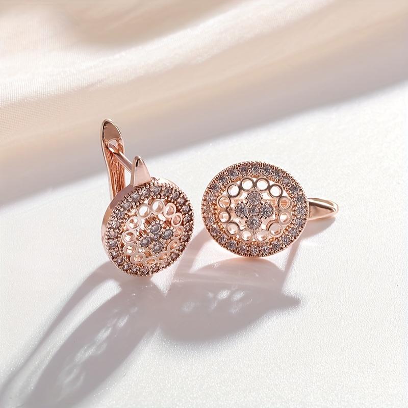 Elegant Vintage Style Drop Earrings with Synthetic Zirconia Hollow Floral Design able Daily Wear Jewelry for All Seasons