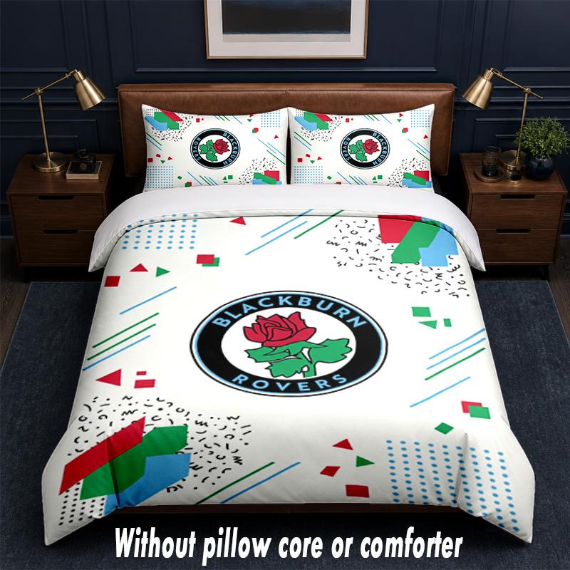Blackburn Rovers Football Design Bed Bedding Set 1 Duvet Cover + 2 Pillowcases Soft Breathable Household Bed Linens
