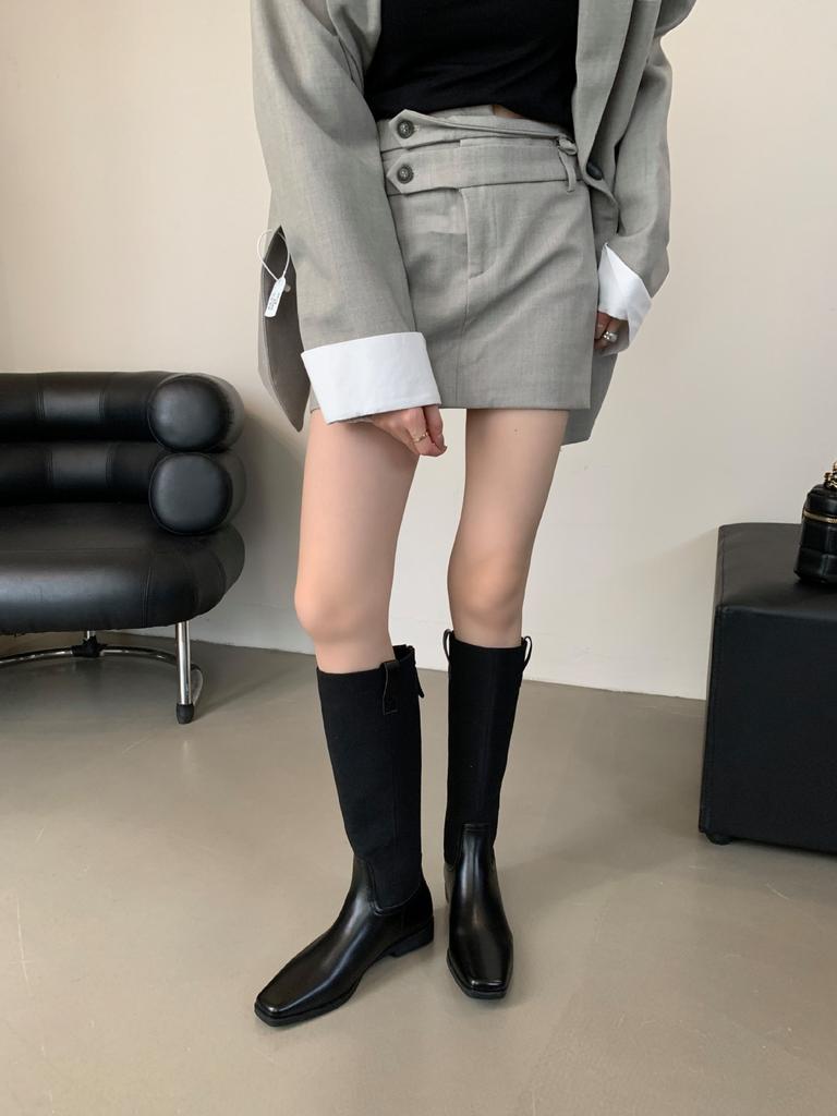 Niche Design Knight Boots 2025 New Thin Boots Versatile Square Head Flat Bottom High Tube Fashion Single Boots Women