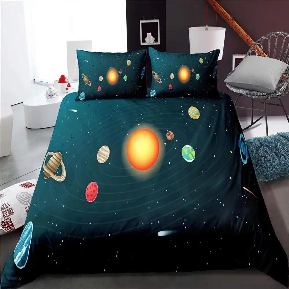Solar System Duvet Cover Set Boys Girls Outer Space Galaxy Bedding Sets Universe Planets Comforter Cover Astronomy Queen Bedding