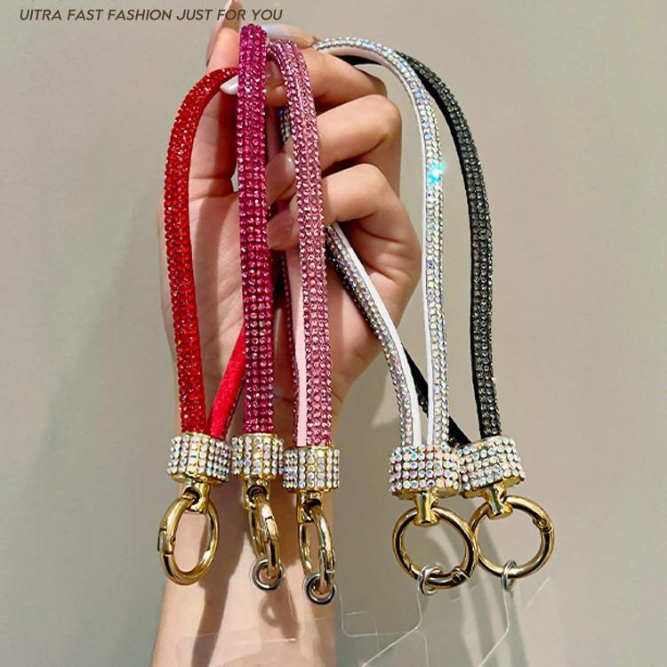 Fashion Luxury Rhinestone Mobile Phone Lanyard, Short Wrist Portable Strong Anti‑Lost Rope, Phone Case Decorative Pendant Phone Chain