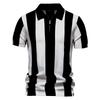 STORN New Summer Men's Breathable Striped Contrast Panel Polo Shirt Casual Short Sleeve Knit Shirt with Comfort Fit