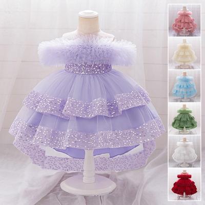 Children's Formal Sequin Satin Princess Dress Flower Girl Little Girl Party Dress