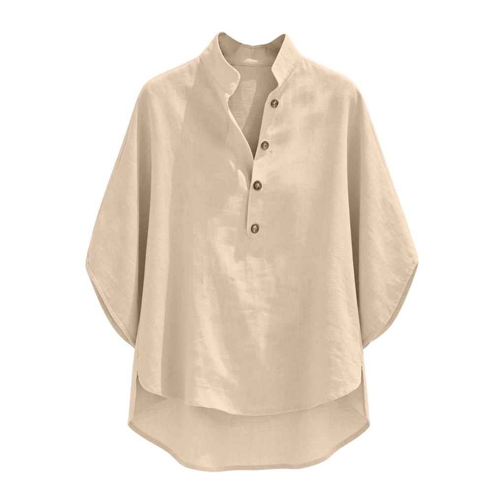 Bluse Leichte Baumwolle Set Knopfleiste Lässig Große Größen Oberteile Atmungsaktiv Ausgeh-Oberteile für Damen Kleidung für den Alltag Lounge Wear