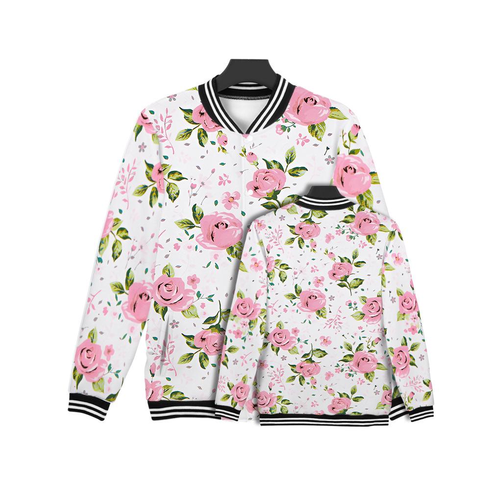 

Бейсбольная майка с 3D цифровым цветочным принтом и длинным рукавом, флисовая куртка на пуговицах с круглым вырезом для женщин