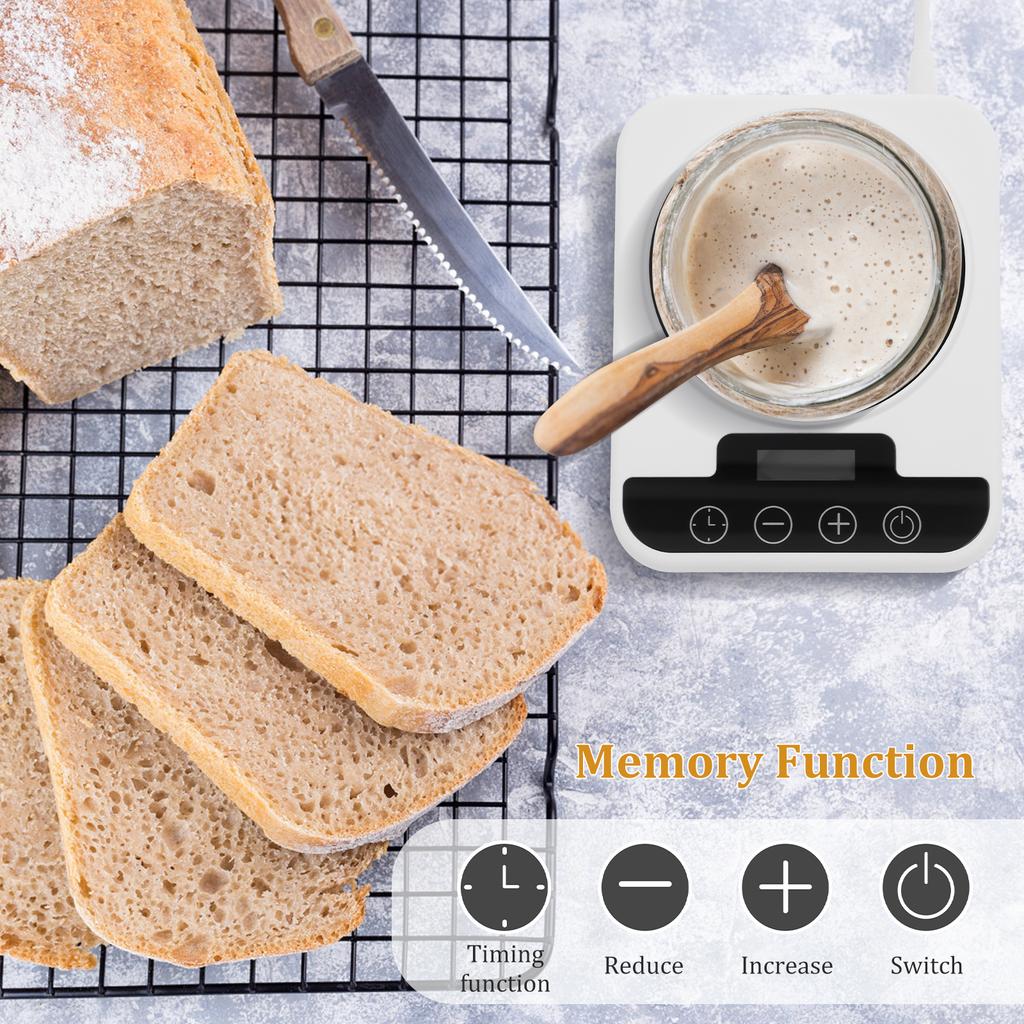 1 Pc Yeast Fermentation Thermostat Sourdough Starter Warmer 70°F to 100°F Sourdough Warmer Mat 12 Hour Timer Fermentation Base