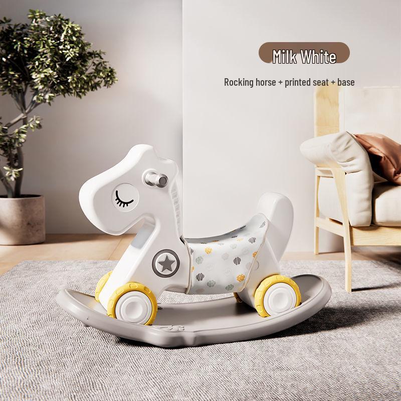 Happy Tree Dual-Use Wooden Rocking Horse & Slider for Infants & Toddlers with Free Shipping