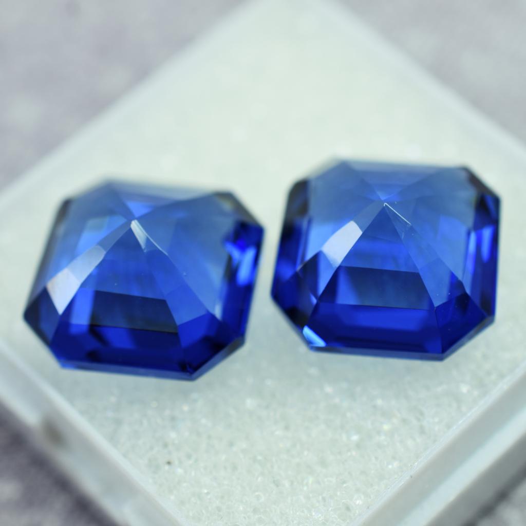 Natural Flawless BLUE Sapphire 19.30 Ct CERTIFIED Loose Gemstone Square Shape