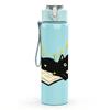 1PC Black Cat Reading Book Art 750ml Color Plastic Sports Water Bottle Leakproof Flip Straw Lid Suitable for Sports Office Home Use